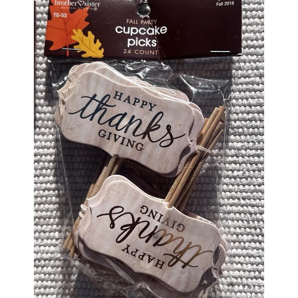 Thanksgiving Cupcake Picks & Acorn Decor Bundle Fall Craft Supplies